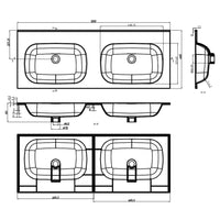 Thumbnail for Einbau-Doppelwaschbecken 1205x460x145 mm SMC Weiß