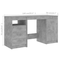 Thumbnail for Schreibtisch Betongrau 140x50x76 cm Holzwerkstoff