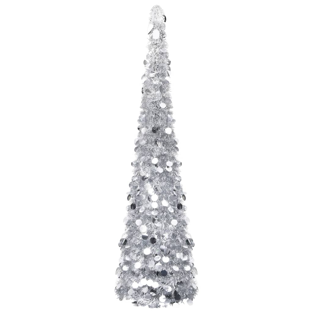 Künstlicher Pop-Up-Weihnachtsbaum Silbern 150 cm PET