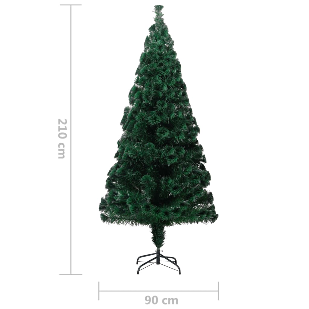 Künstlicher Weihnachtsbaum mit Ständer Grün 210 cm Fiberoptik