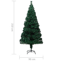 Thumbnail for Künstlicher Weihnachtsbaum mit Ständer Grün 210 cm Fiberoptik
