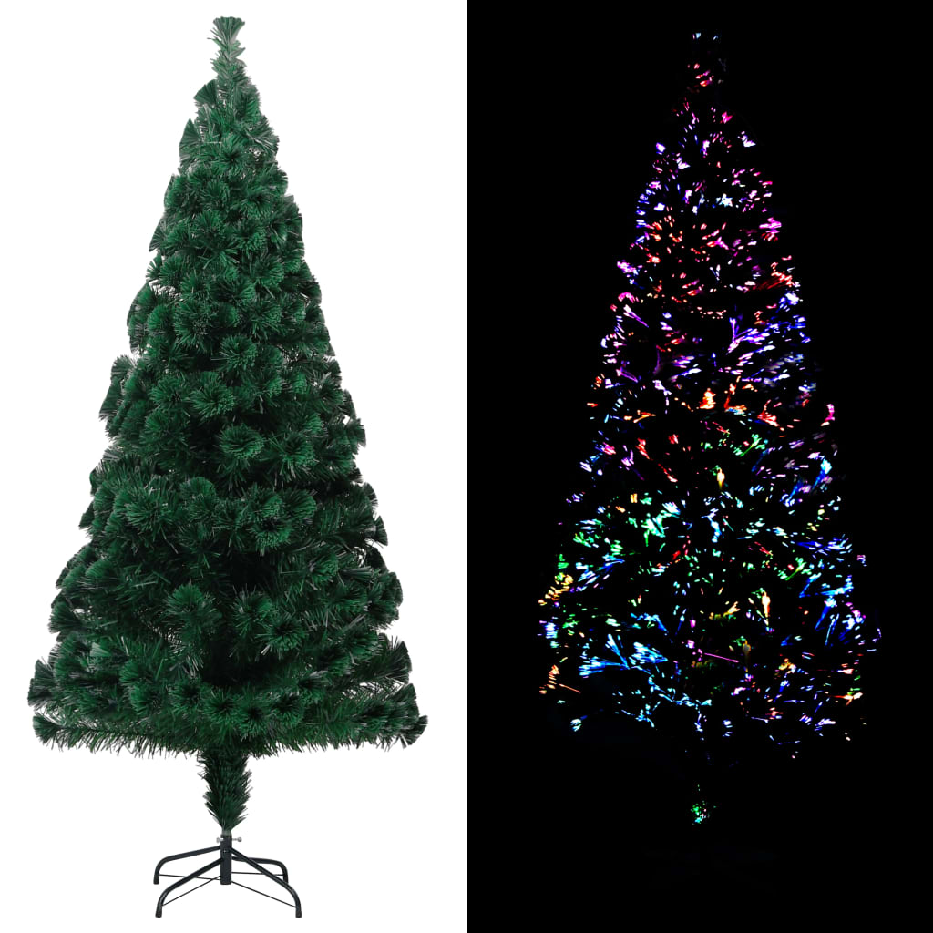 Künstlicher Weihnachtsbaum mit Ständer Grün 240 cm Fiberoptik