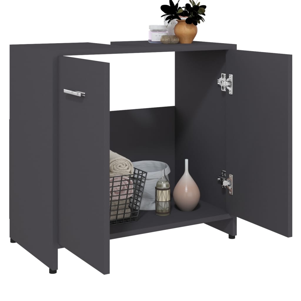 Badezimmerschrank Grau 60x33x61 cm Holzwerkstoff