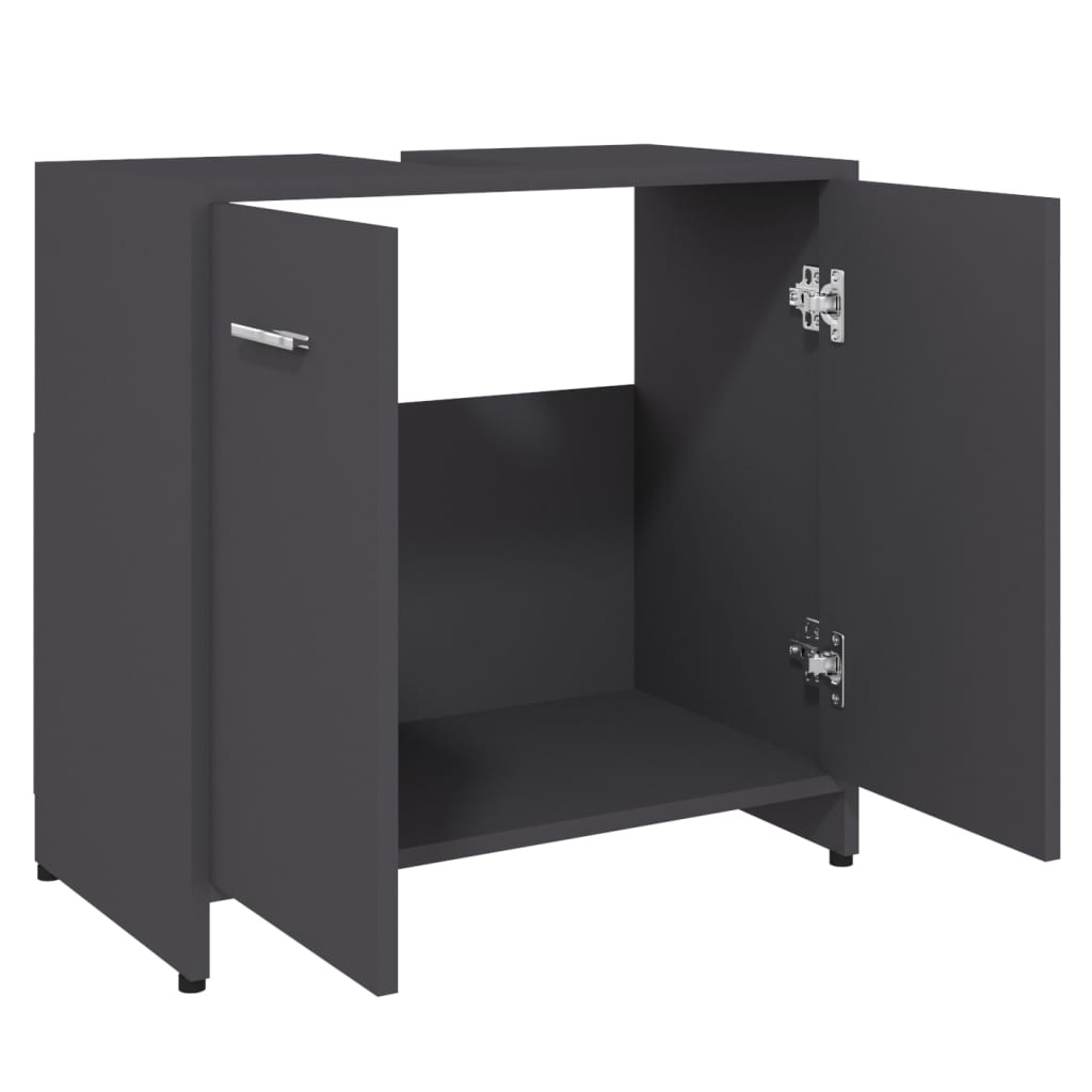 Badezimmerschrank Grau 60x33x61 cm Holzwerkstoff