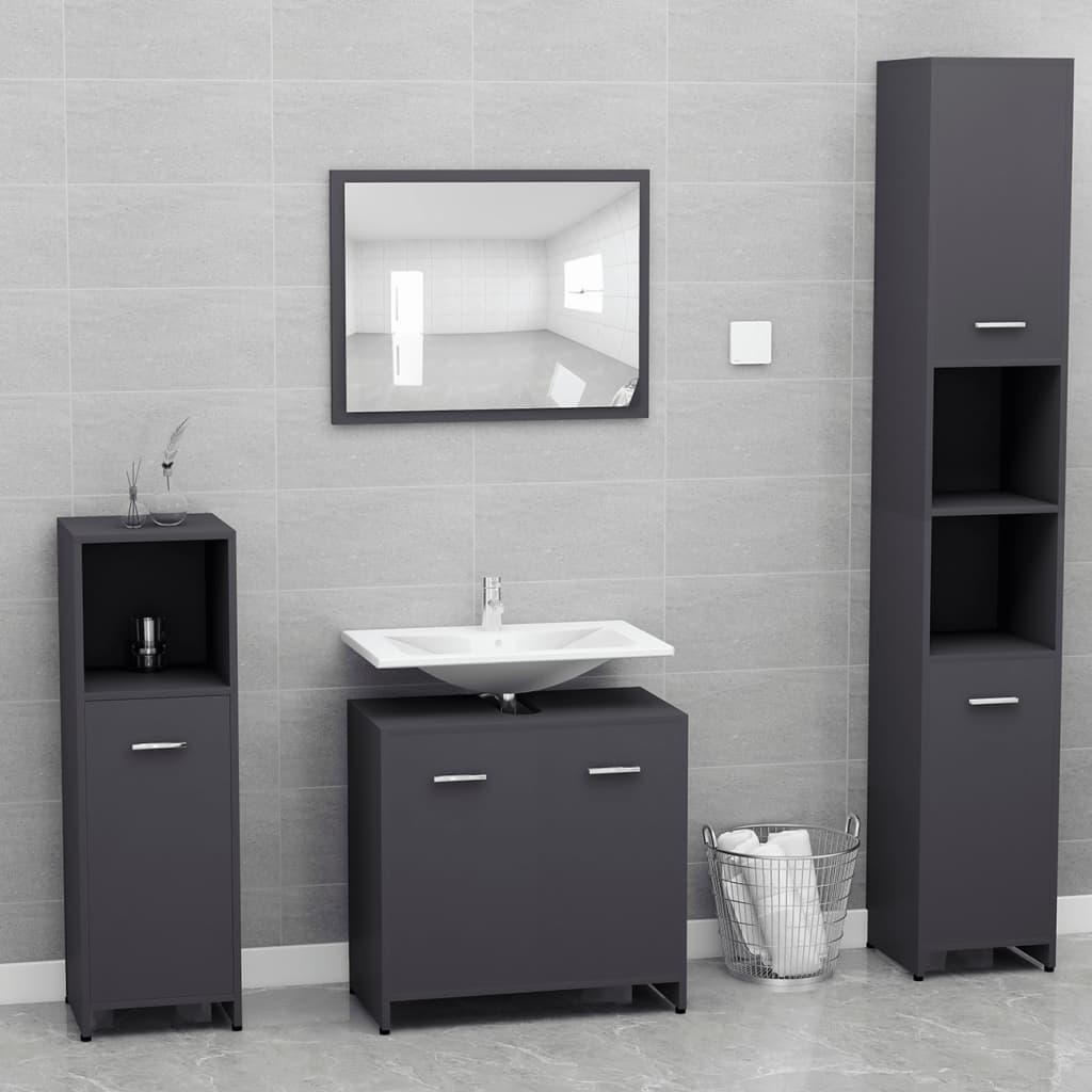Badezimmerschrank Grau 60x33x61 cm Holzwerkstoff