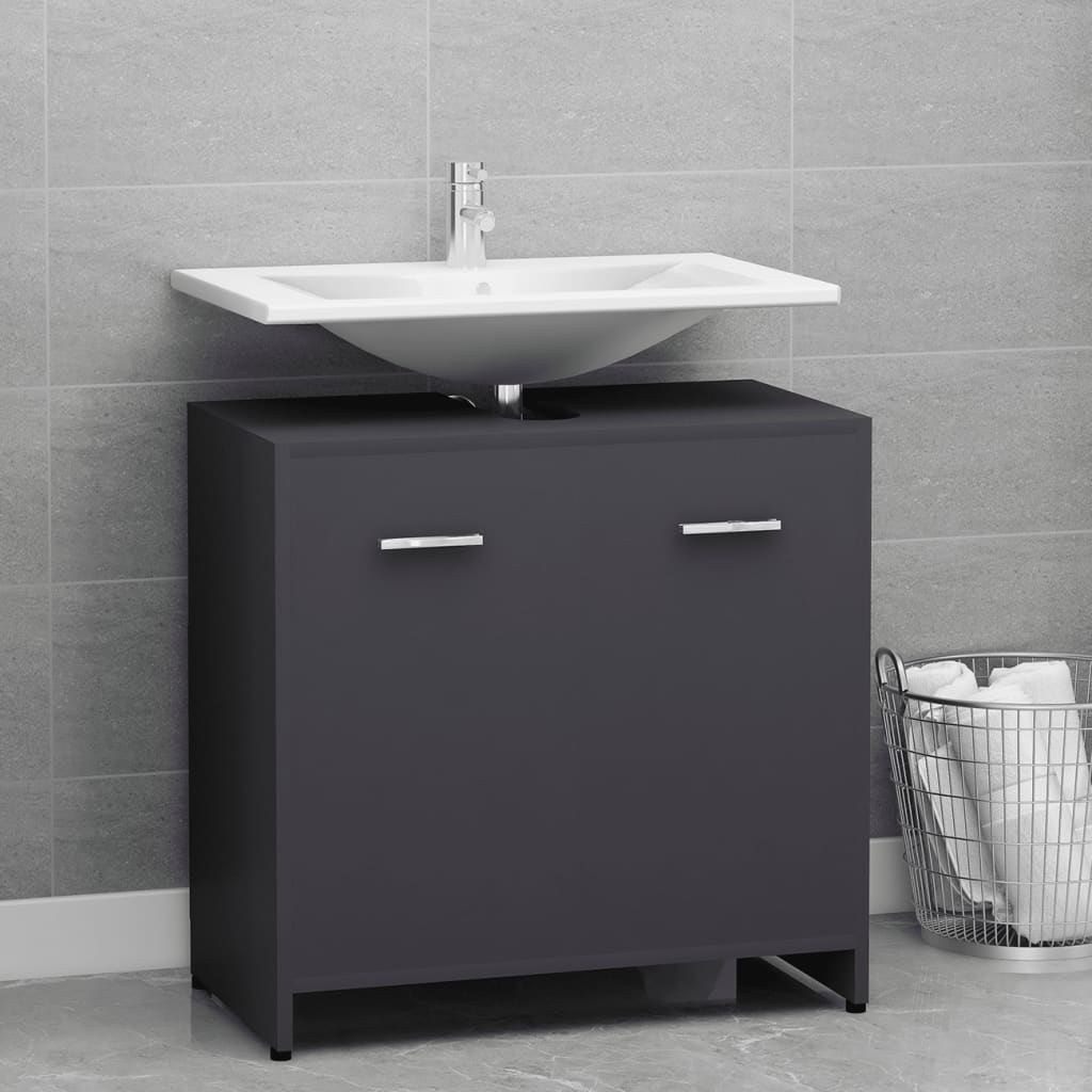 Badezimmerschrank Grau 60x33x61 cm Holzwerkstoff