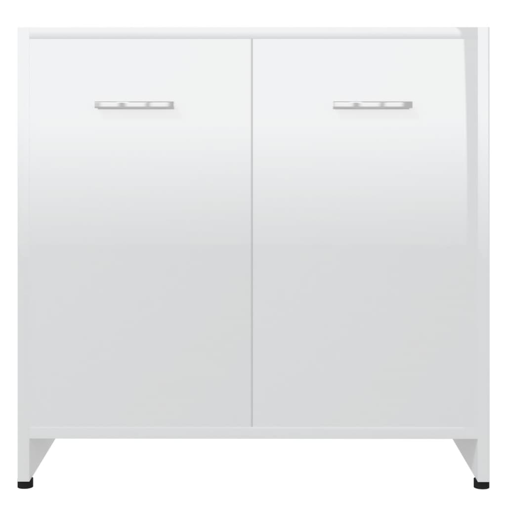 Badezimmerschrank Hochglanz-Weiß 60x33x61 cm Holzwerkstoff