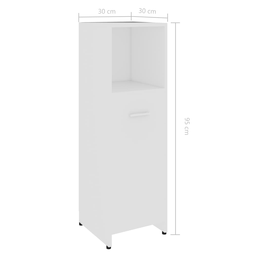 Badezimmerschrank Weiß 30x30x95 cm Holzwerkstoff