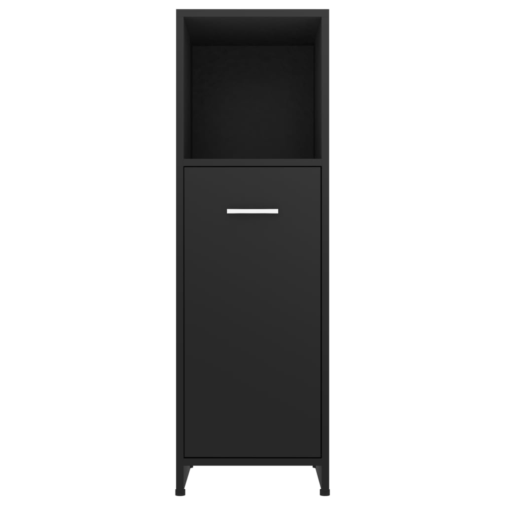 Badezimmerschrank Schwarz 30x30x95 cm Holzwerkstoff