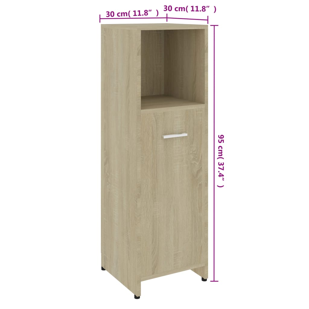 Badezimmerschrank Sonoma-Eiche 30x30x95 cm Holzwerkstoff