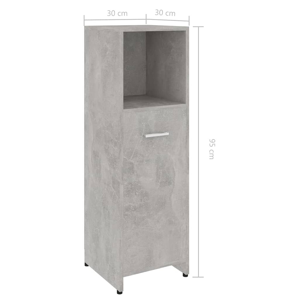 Badezimmerschrank Betongrau 30x30x95 cm Holzwerkstoff