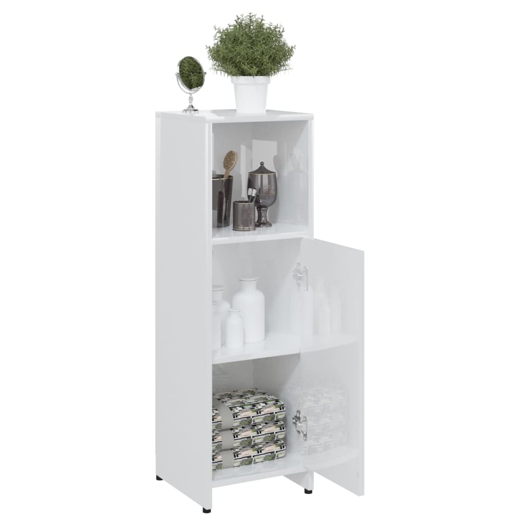 Badezimmerschrank Hochglanz-Weiß 30x30x95 cm Holzwerkstoff