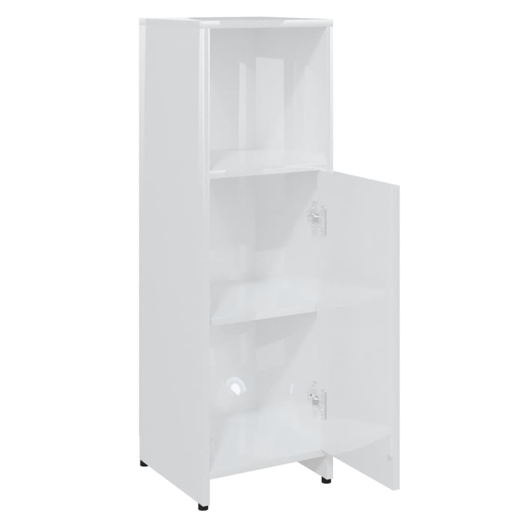 Badezimmerschrank Hochglanz-Weiß 30x30x95 cm Holzwerkstoff