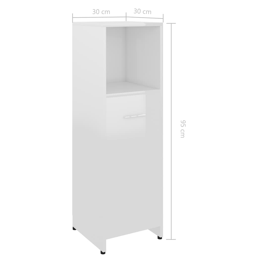 Badezimmerschrank Hochglanz-Weiß 30x30x95 cm Holzwerkstoff