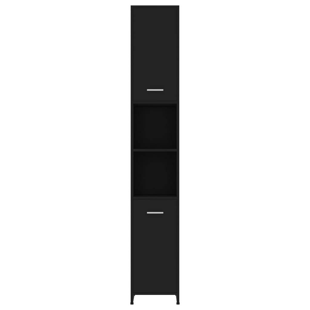 Badezimmerschrank Schwarz 30x30x183,5 cm Holzwerkstoff