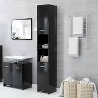 Thumbnail for Badezimmerschrank Schwarz 30x30x183,5 cm Holzwerkstoff