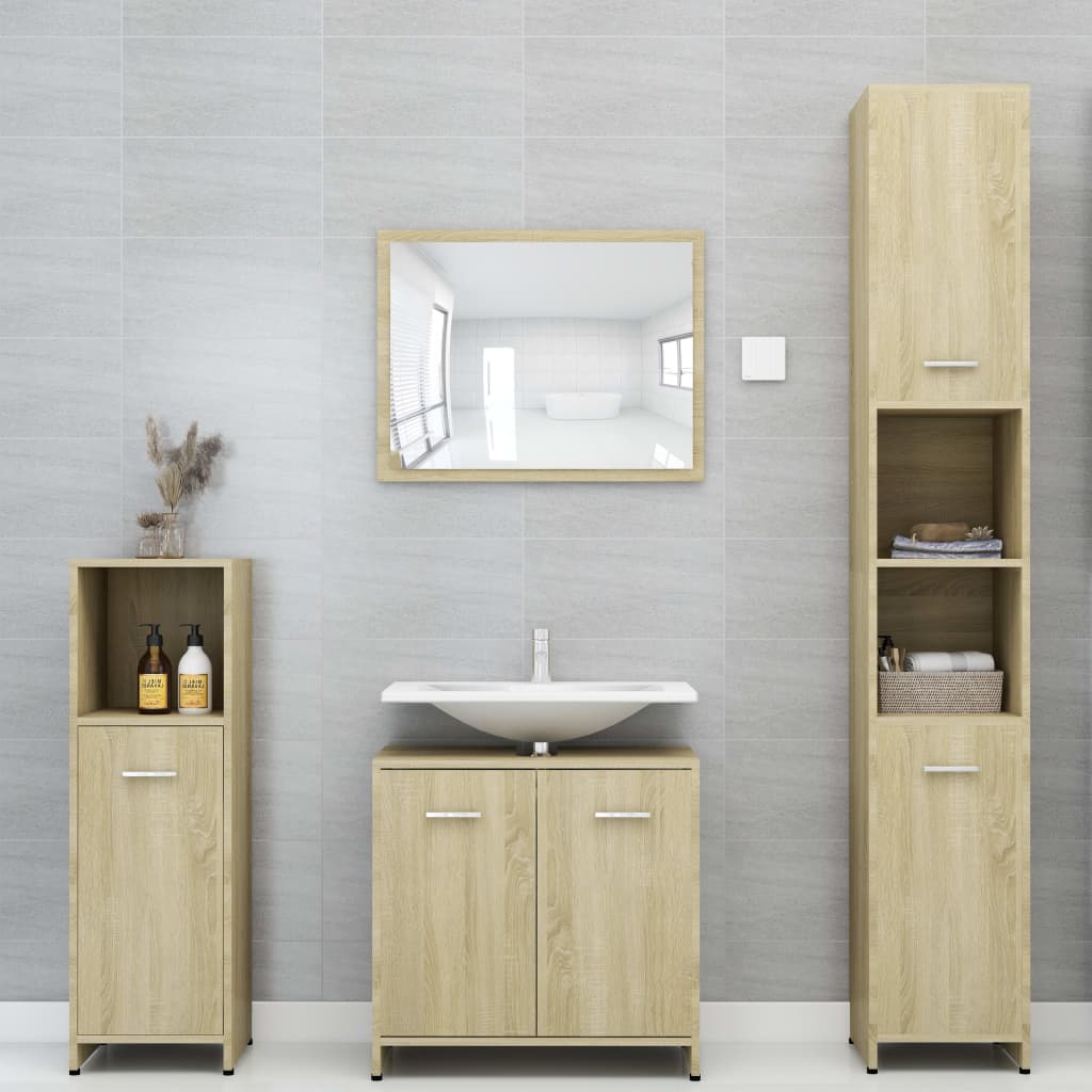 Badezimmerschrank Sonoma-Eiche 30x30x183,5 cm Holzwerkstoff