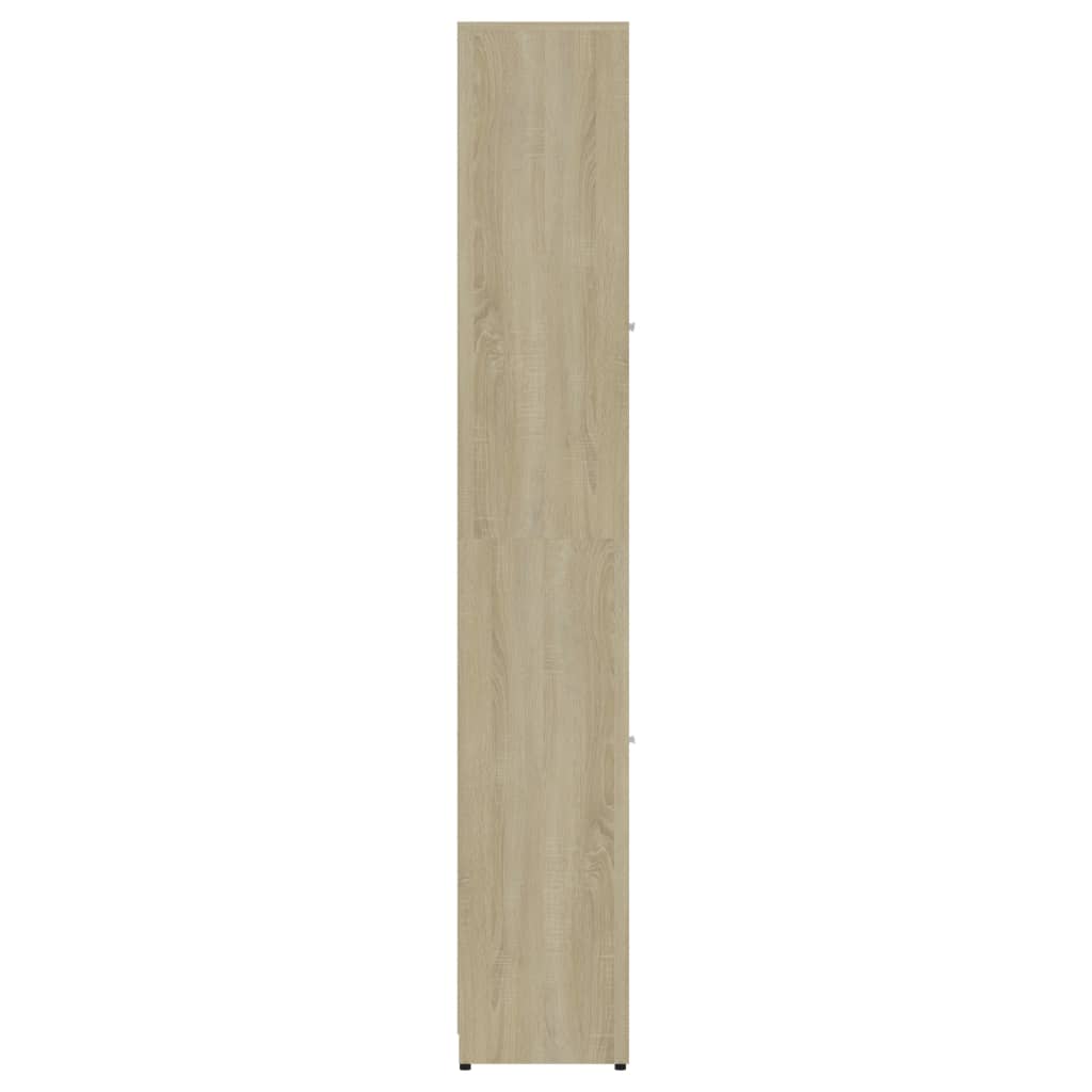 Badezimmerschrank Weiß Sonoma-Eiche 30x30x183,5cm Holzwerkstoff