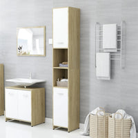 Thumbnail for Badezimmerschrank Weiß Sonoma-Eiche 30x30x183,5cm Holzwerkstoff