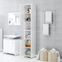 Thumbnail for Badezimmerschrank Hochglanz-Weiß 30x30x183,5 cm Holzwerkstoff