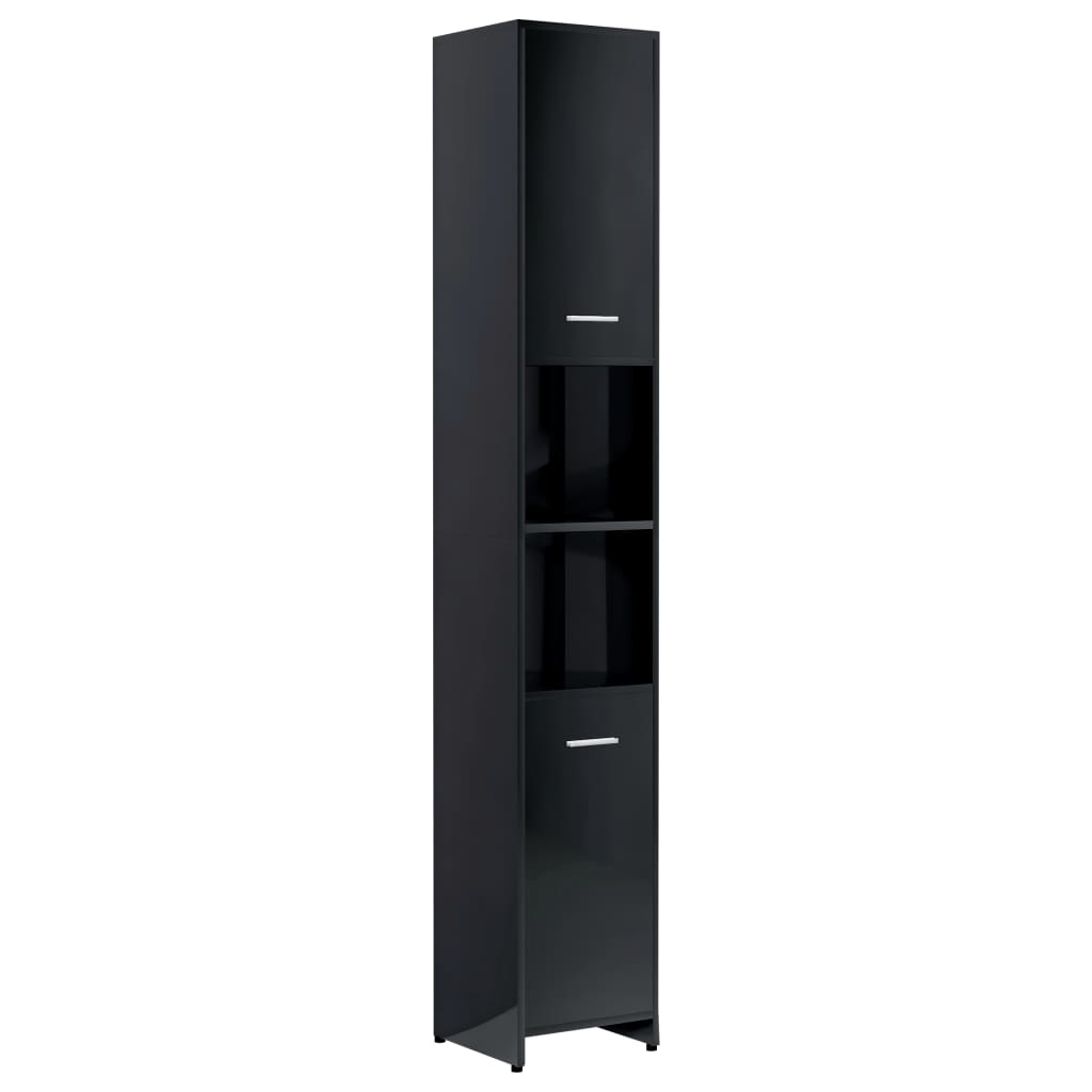 Badezimmerschrank Hochglanz-Schwarz 30x30x183,5cm Holzwerkstoff