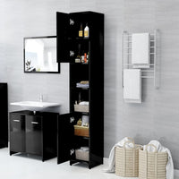 Thumbnail for Badezimmerschrank Hochglanz-Schwarz 30x30x183,5cm Holzwerkstoff