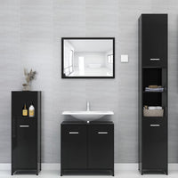 Thumbnail for Badezimmerschrank Hochglanz-Schwarz 30x30x183,5cm Holzwerkstoff