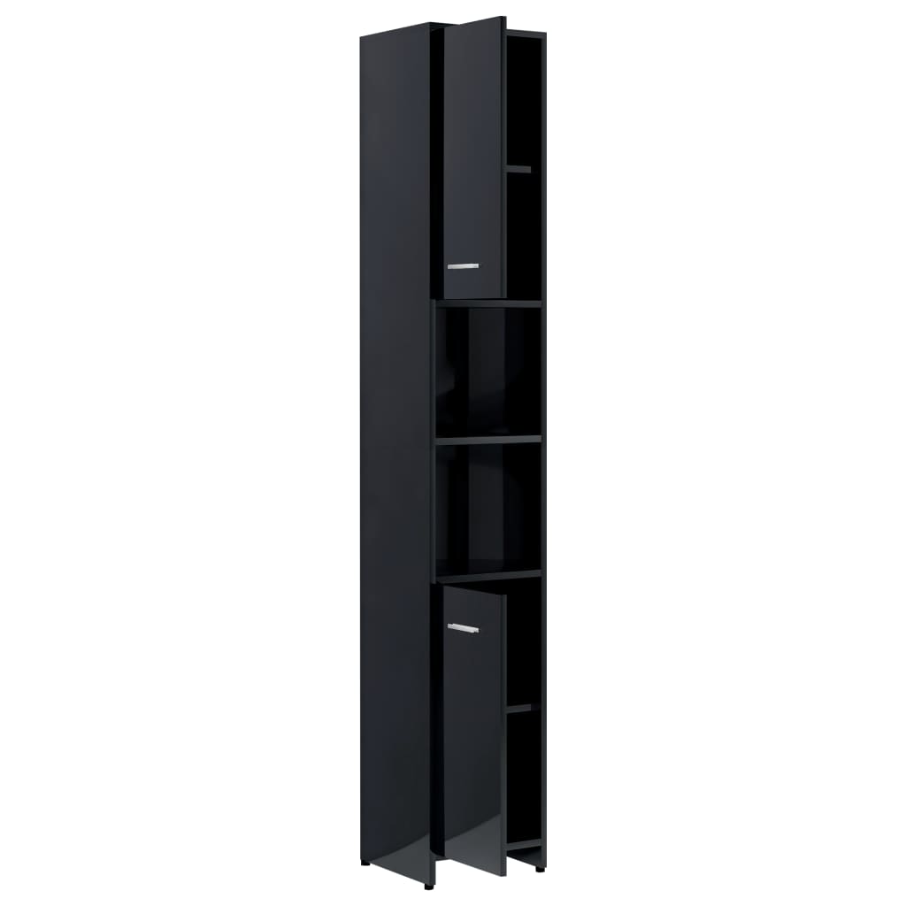 Badezimmerschrank Hochglanz-Schwarz 30x30x183,5cm Holzwerkstoff