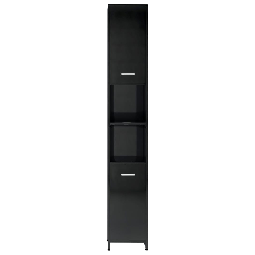 Badezimmerschrank Hochglanz-Schwarz 30x30x183,5cm Holzwerkstoff