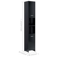 Thumbnail for Badezimmerschrank Hochglanz-Schwarz 30x30x183,5cm Holzwerkstoff