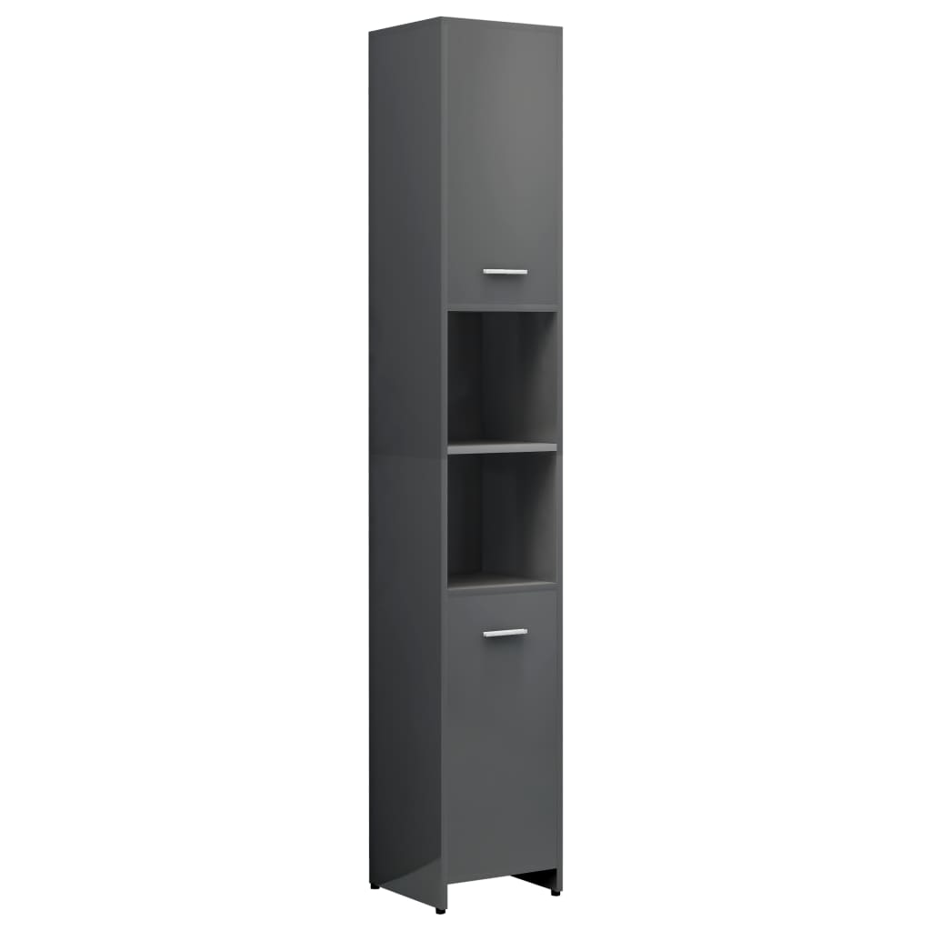 Badezimmerschrank Hochglanz-Grau 30x30x183,5 cm Holzwerkstoff