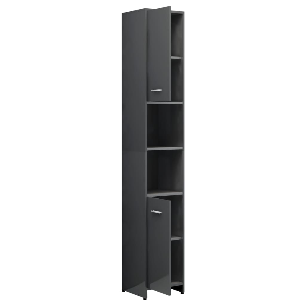 Badezimmerschrank Hochglanz-Grau 30x30x183,5 cm Holzwerkstoff