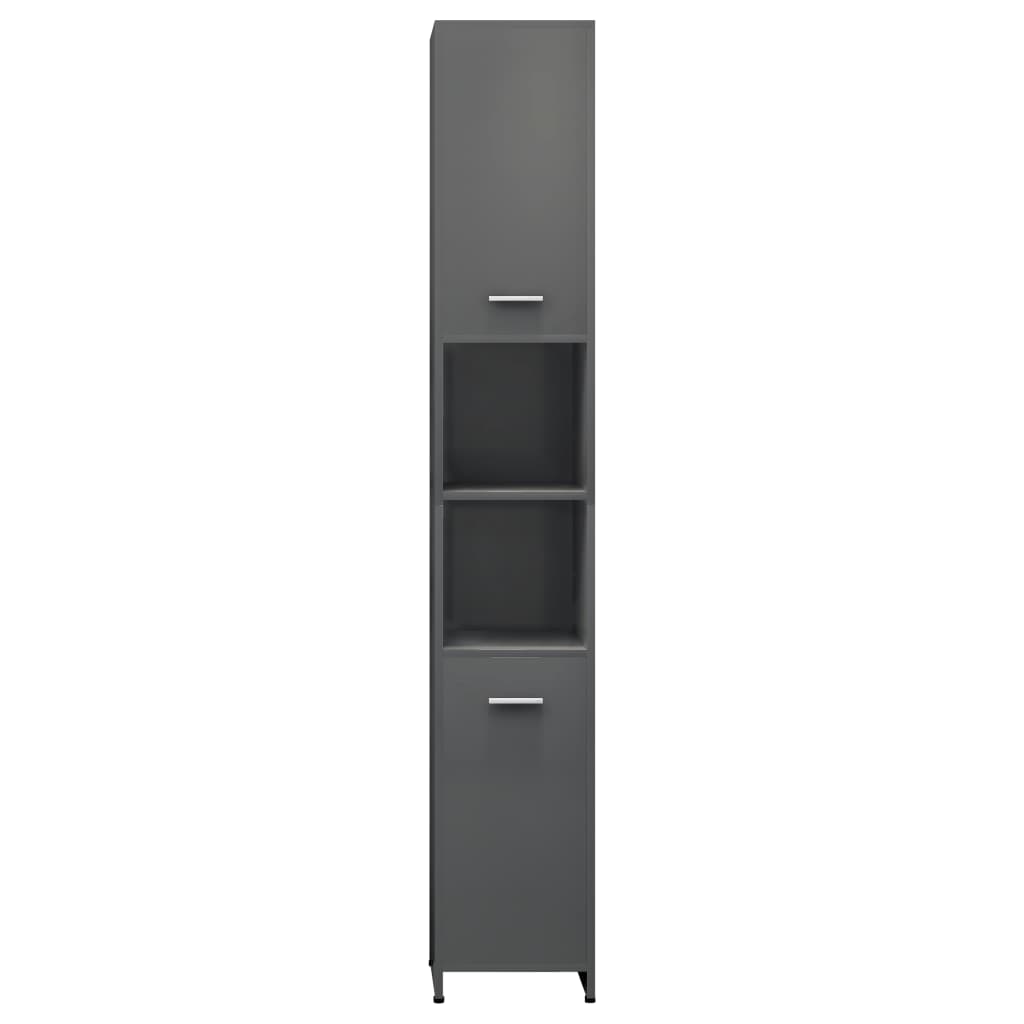 Badezimmerschrank Hochglanz-Grau 30x30x183,5 cm Holzwerkstoff