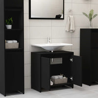 Thumbnail for Badezimmerschrank Schwarz 60x33x61 cm Holzwerkstoff