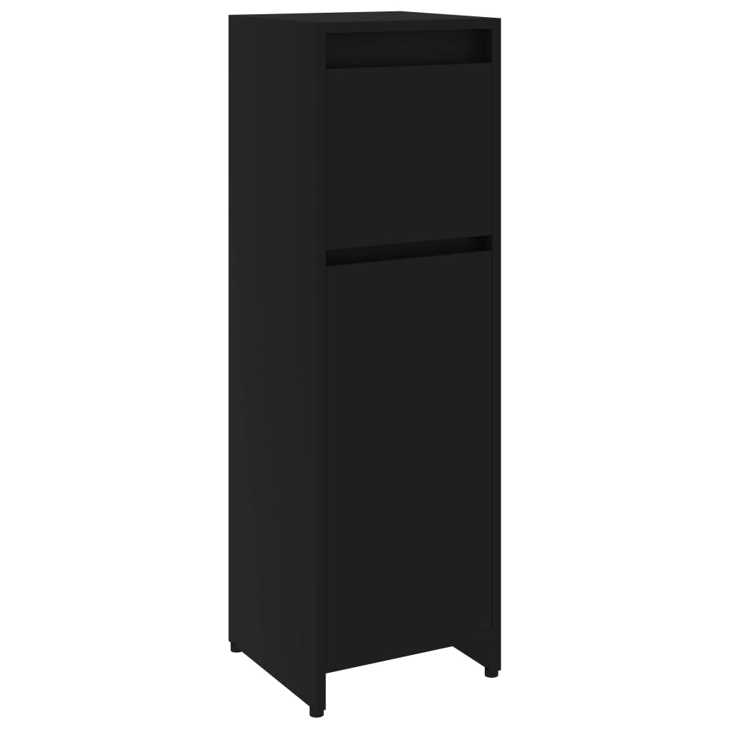 Badezimmerschrank Schwarz 30x30x95 cm Holzwerkstoff
