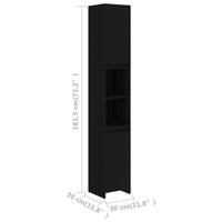 Thumbnail for Badezimmerschrank Schwarz 30x30x183,5 cm Holzwerkstoff