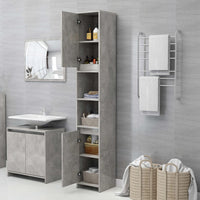 Thumbnail for Badezimmerschrank Betongrau 30x30x183,5 cm Holzwerkstoff