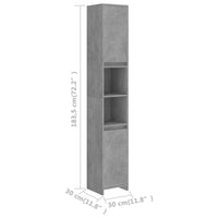 Thumbnail for Badezimmerschrank Betongrau 30x30x183,5 cm Holzwerkstoff
