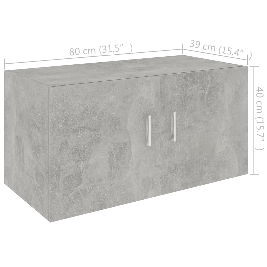 Wandschrank Betongrau 80 x 39 x 40 cm Spanplatte