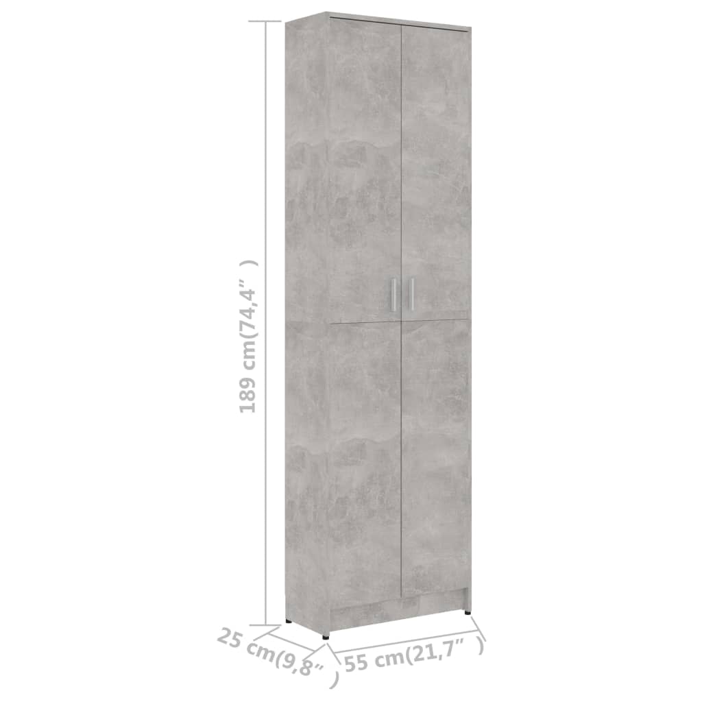 Garderobenschrank Betongrau 55x25x189 cm Spanplatte