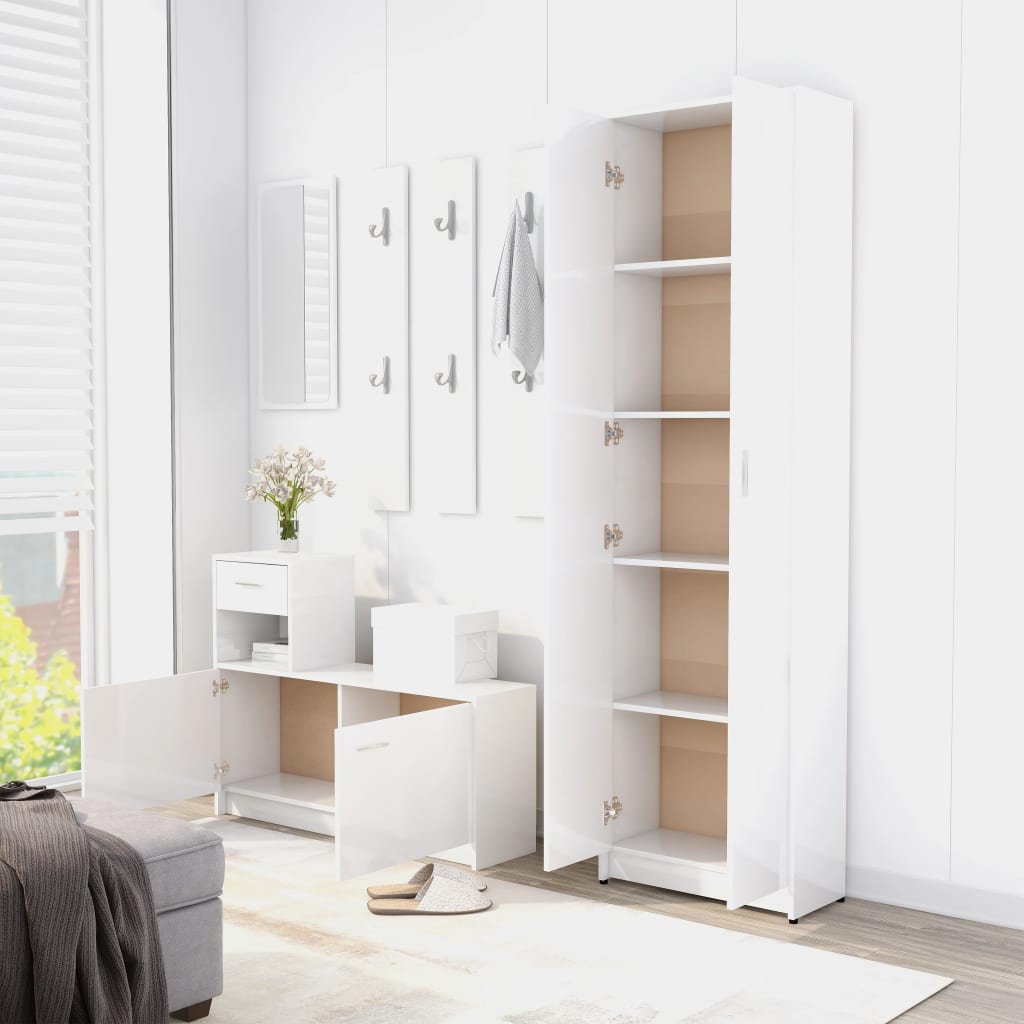 Garderobenschrank Hochglanz-Weiß 55x25x189 cm Spanplatte
