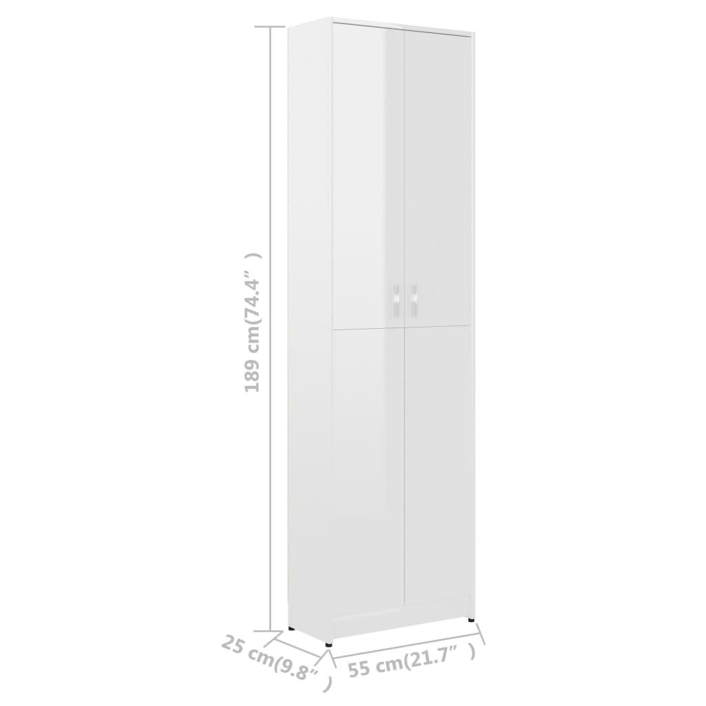 Garderobenschrank Hochglanz-Weiß 55x25x189 cm Spanplatte
