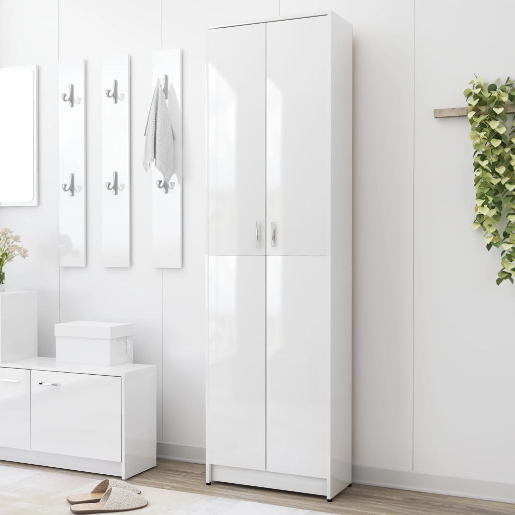 Garderobenschrank Hochglanz-Weiß 55x25x189 cm Spanplatte