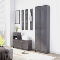 Thumbnail for Garderobenschrank Hochglanz-Grau 55x25x189 cm Spanplatte