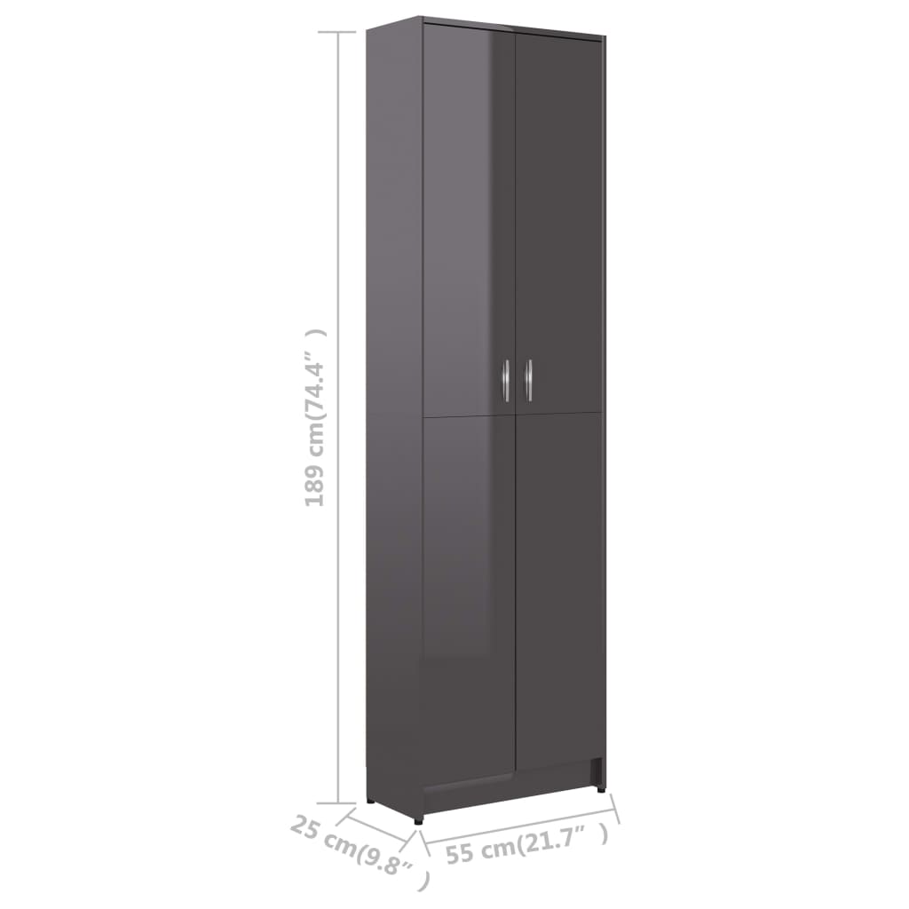 Garderobenschrank Hochglanz-Grau 55x25x189 cm Spanplatte