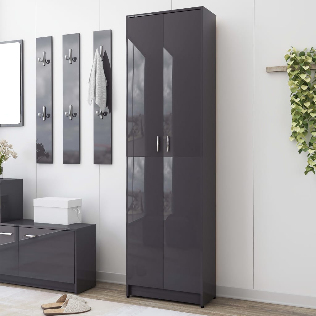 Garderobenschrank Hochglanz-Grau 55x25x189 cm Spanplatte