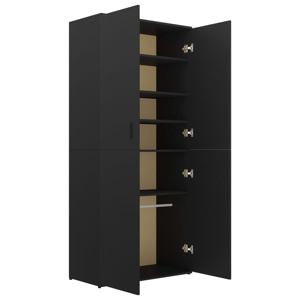 Schuhschrank Schwarz 80×39×178 cm Holzwerkstoff