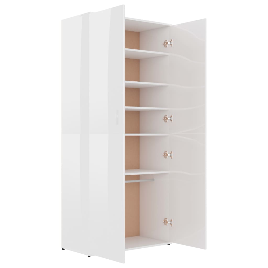 Schuhschrank Hochglanz-Weiß 80x39x178 cm Holzwerkstoff