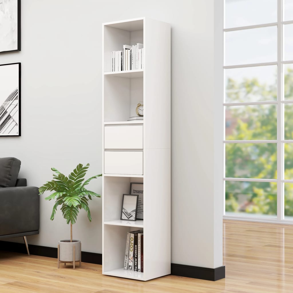 Bücherregal Hochglanz-Weiß 36 x 30 x 171 cm Spanplatte