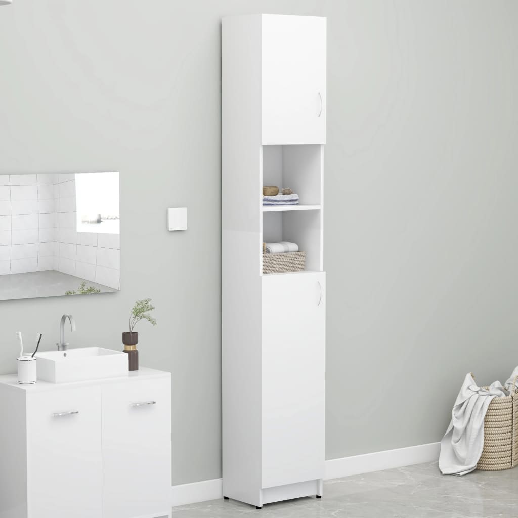 Badezimmerschrank Weiß 32×25,5×190 cm Holzwerkstoff